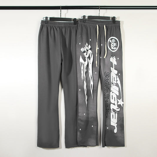 Gray Retro Printed Hip Hop Trousers