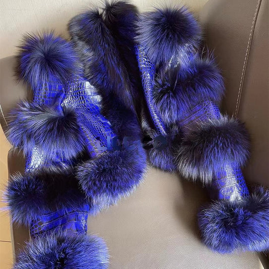 Elegant Bright Patent Leather Pattern Sheepskin Fashion Short Fox Fur Coat